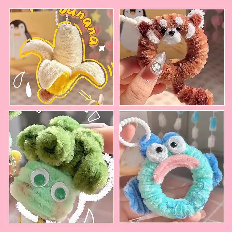 100PCS Chenille Stems Toys DIY Strips Twist Bar Anvil Wire Craft Pipe Creative Hobby Children Plush Stick Chenille Sticks