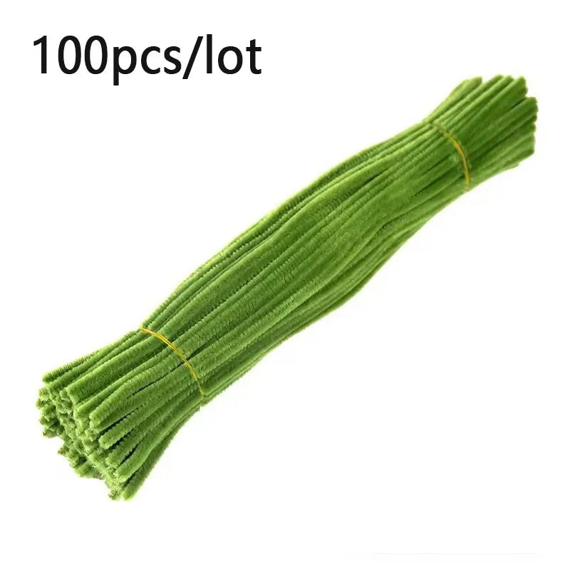 100pcs Colorful Chenille Stems Stick Toys DIY Strips for Simulation Flowers Christmas Tree Handmade Kids Educational Toys DIY