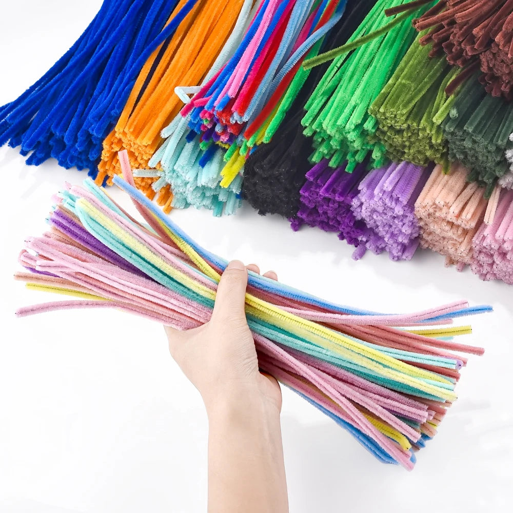 100pcs Plush Stick Chenille Stem Pipe Kids Toys Twisting Bar Creative Hobby Material Plush StripsIron Felt Wires Chenille Sticks