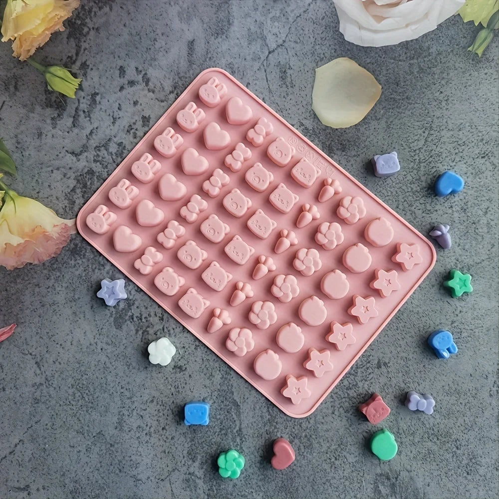 Gummy Bear Molds,Candy Molds,Fondant Chocolate Candy Silicone Mold,With 1 Droppers, Including Rabbit ,Carrot,Stick,Heart