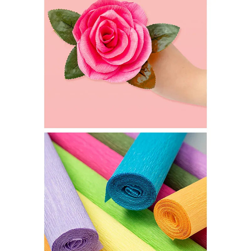 50x250cm Colored Crepe Paper Roll Origami Crinkled Crepe Paper Craft DIY Flowers Decoration Gift Wrapping Thickened Paper Craft