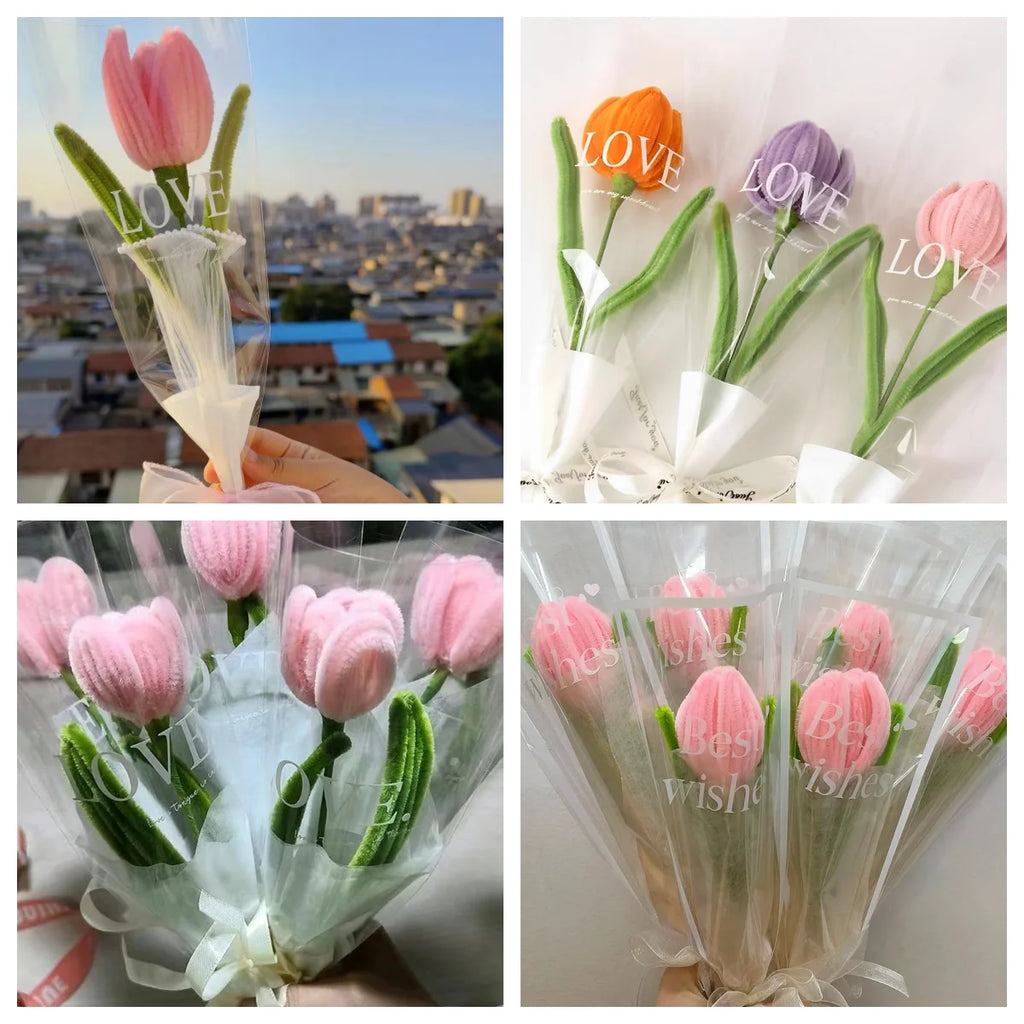 Chenille Stems Flower Craft Kit , 100pcs Pipe Cleaners for Craft, DIY Art Creative Crafts for Weddings Birthday Party Gifts