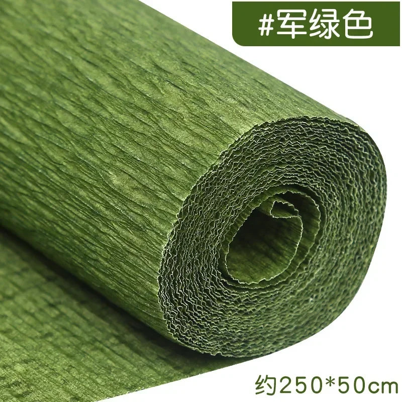 1Pcs 50x250cm Colored Crepe Paper Craft DIY Flowers Decoration Gift Wrapping Paper Craft Roll Origami Handmade Crinkled Paper