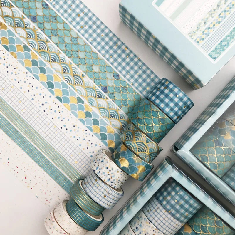 10 PCS Retro Washi tapes set School supplies Kawaii stickers Masking tape Aesthetic stationery Scrapbooking journal decoration