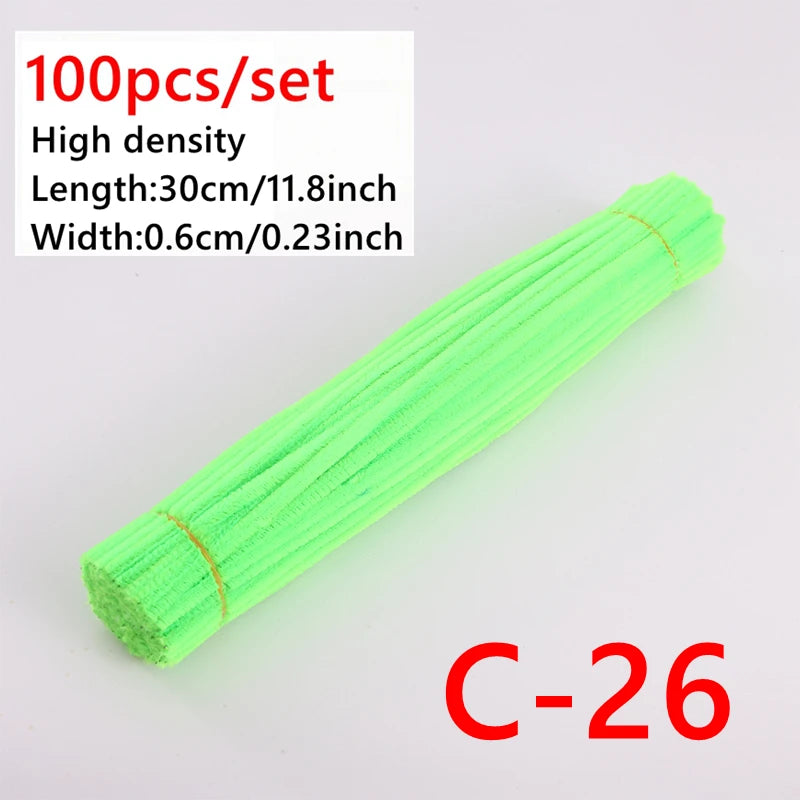 100 Pcs Colorful Chenille Stems Pipe Cleaners Plush Tinsel Stem Wired Sticks Twist Stick Hair Strip DIY Craft Educational Toys