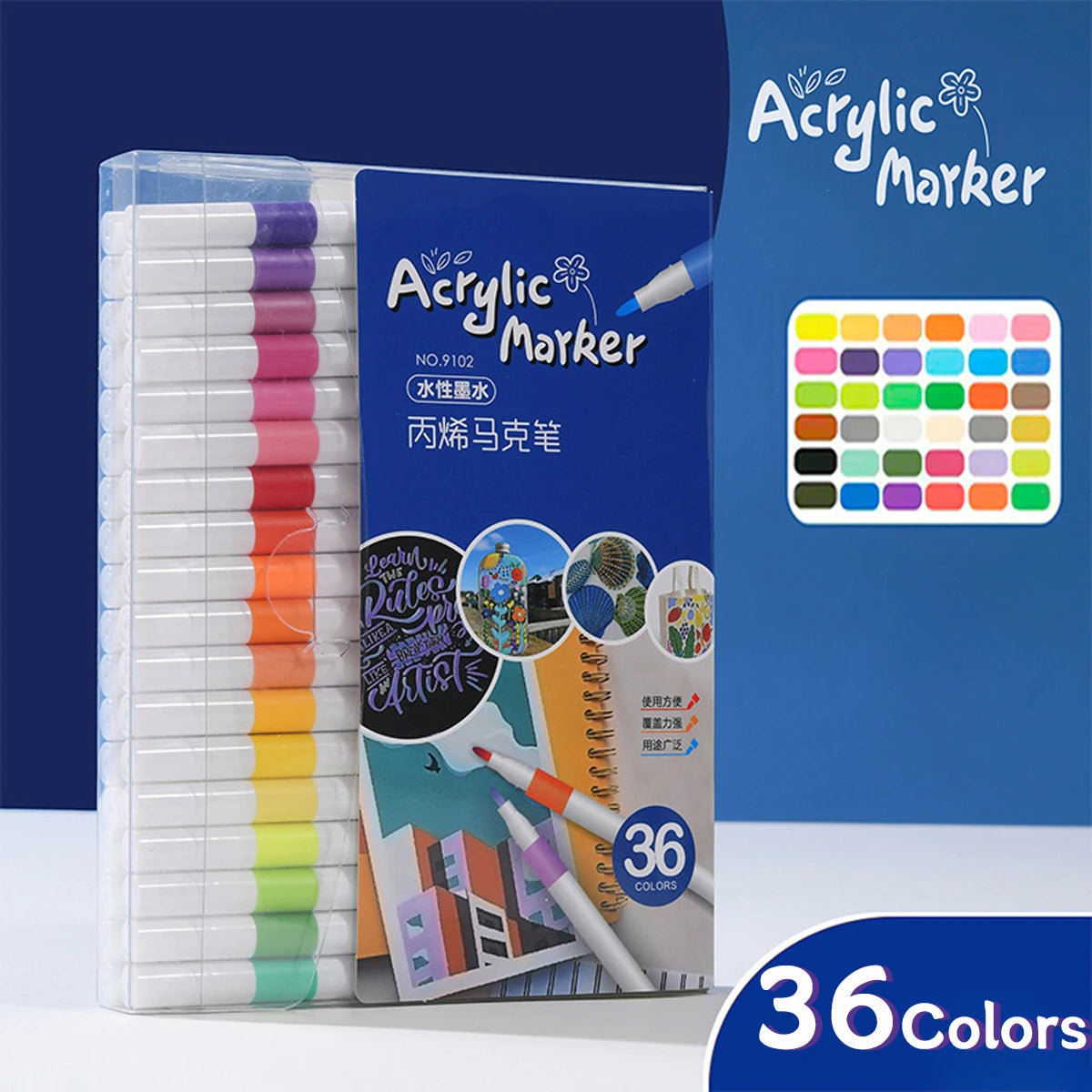 Acrylic Marker 12-80 Colors Pen Set for Draw Sketching Paint Art Markers Graffiti Stone Ceramic Glass Wood DIY Crafts Supplies