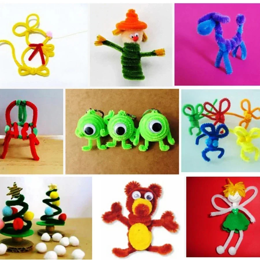 100pcs DIY Chenille Stems Toys Strips Twist Bar anvil Wire craft Pipe Creative hobby Children Plush Stick Chenille Stick