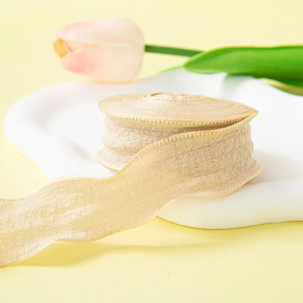10 Yards Fishtail Yarn Ribbons Wave Edge Pleated Chiffon Ribbon Gifts Packaging Material Wedding Birthday Party Flower DIY Decor