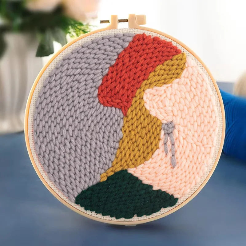 DIY Embroidery Kit Cartoon Punch Needle Stitching Craft Set Pattern Printed Needlework Cross Stitch Sewing Painting Home Decor