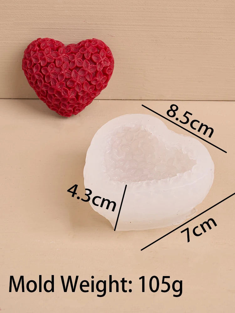 3D Love Flower Silicone Candle Mold DIY Valentine's Day Heart Scented Soap Molds Plaster Resin Chocolate Baking Making Kit
