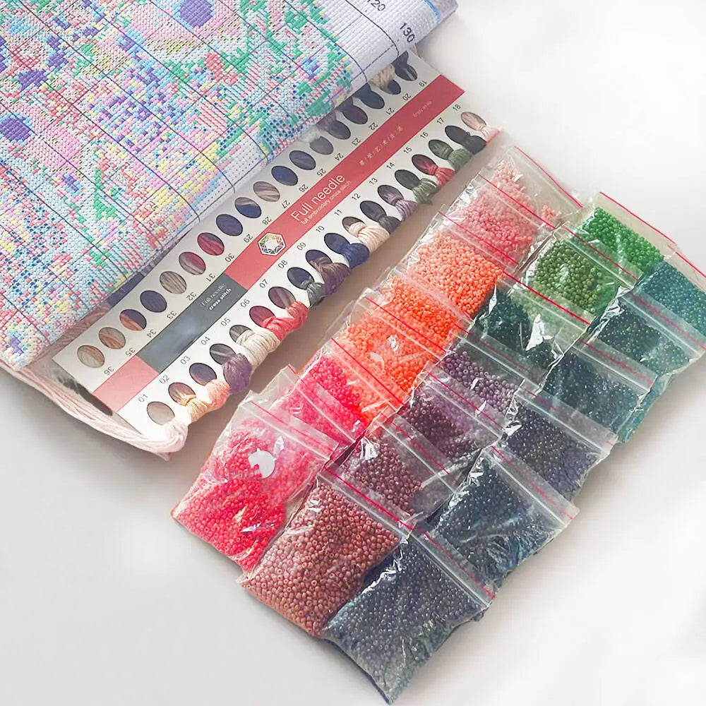 Cross Stitching Sets Sunflower Part Beads Embroidery Butterfly Craft Threads 11CT Printed Canvas Diy Kit Adults Wall Decoration