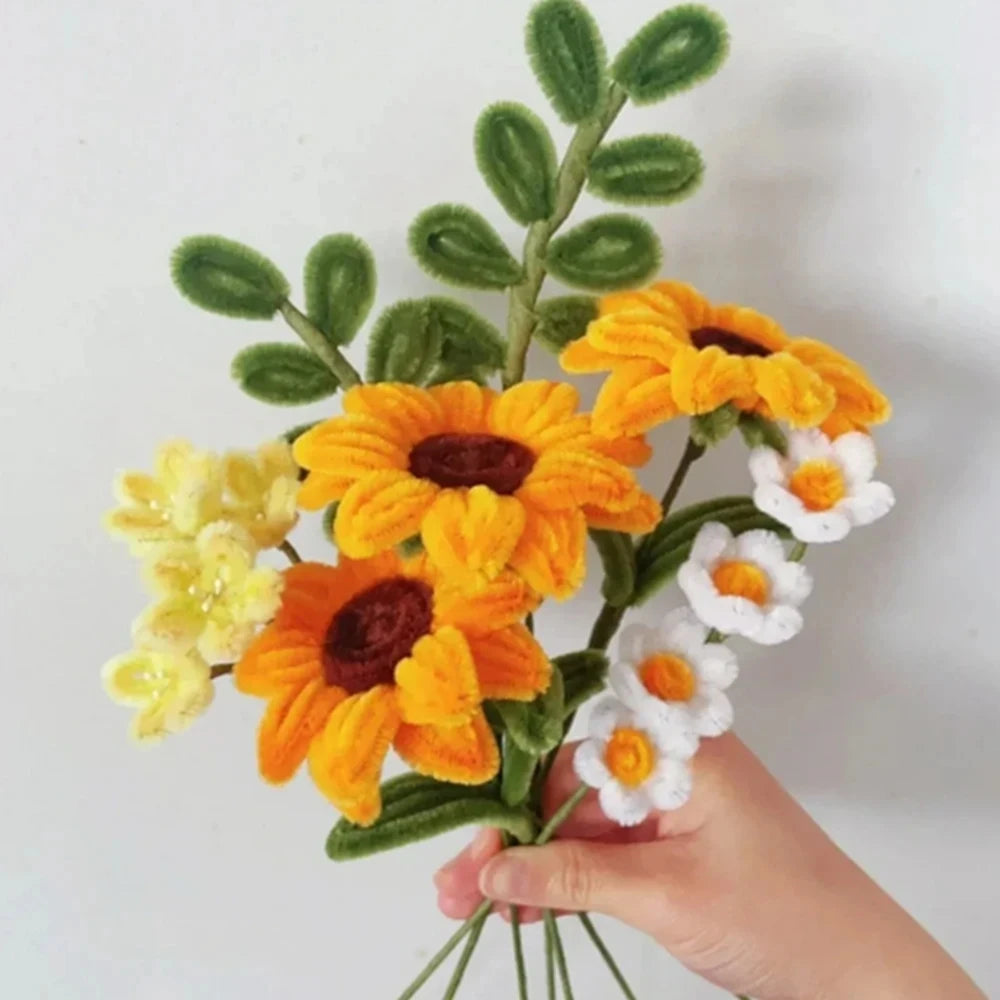 100pcs Chenille Stems Toys DIY Strips Twist Bar Anvil Wire Craft Pipe Creative Hobby Children Plush Stick Chenille Sticks