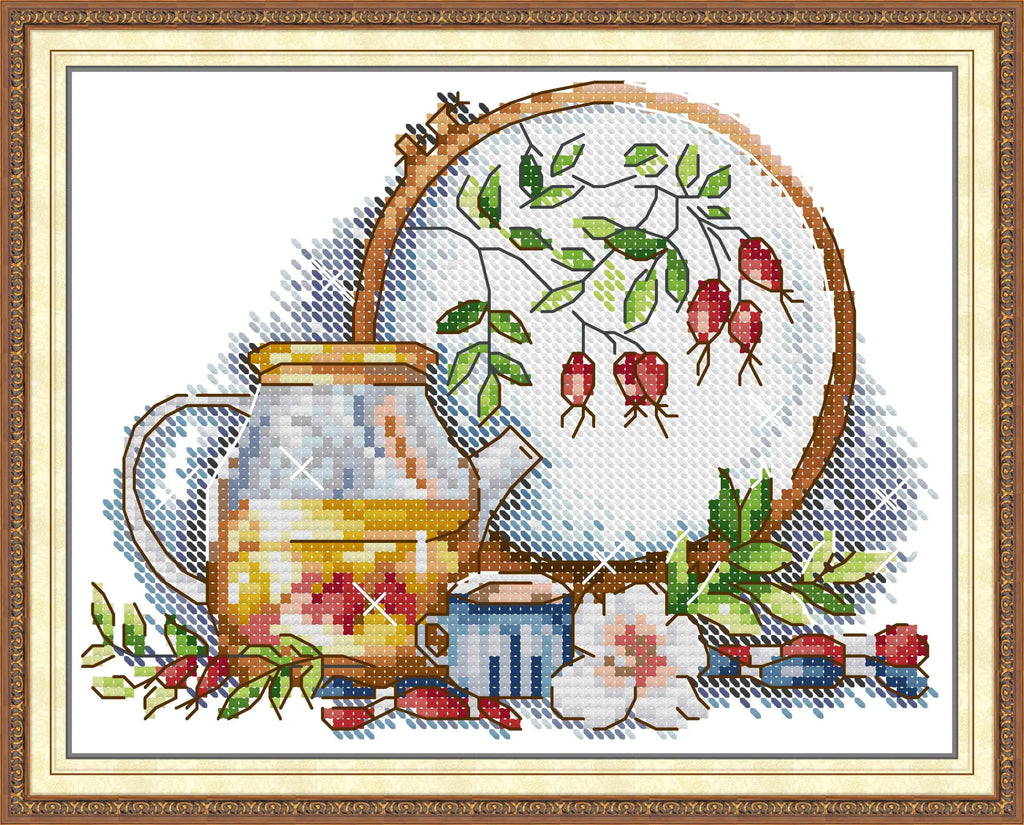 Joy Sunday Cross Stitch, Afternoon Tea, Spring, Summer, Autumn, Winter, J611, J612, J702, J703, J704, J705, Flowers Cross Stitch
