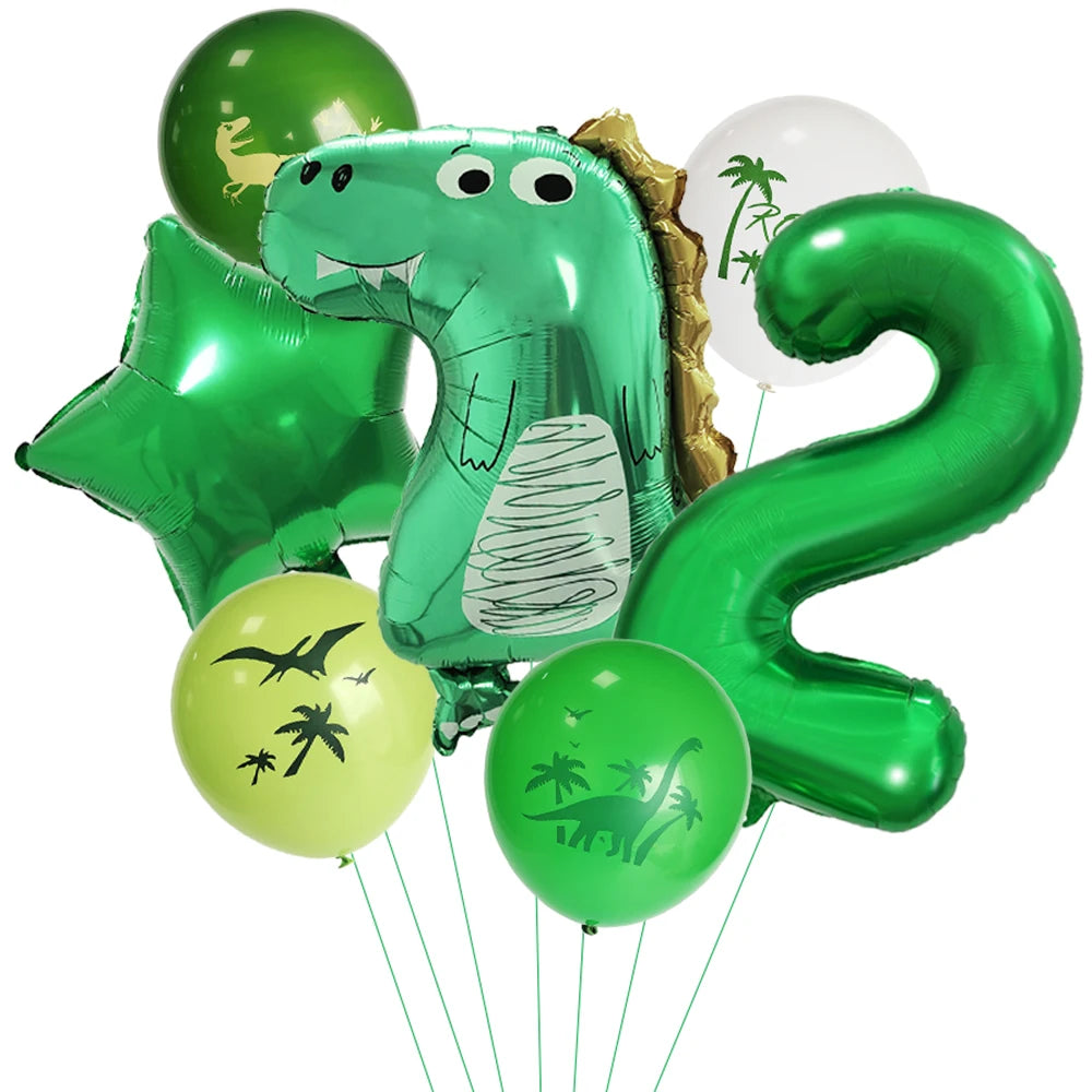 Dinosaur Party Number Balloons First Birthday Party Decoration Animal Jungle Safari Birthday Party Decora Boy Kids Baby Shower