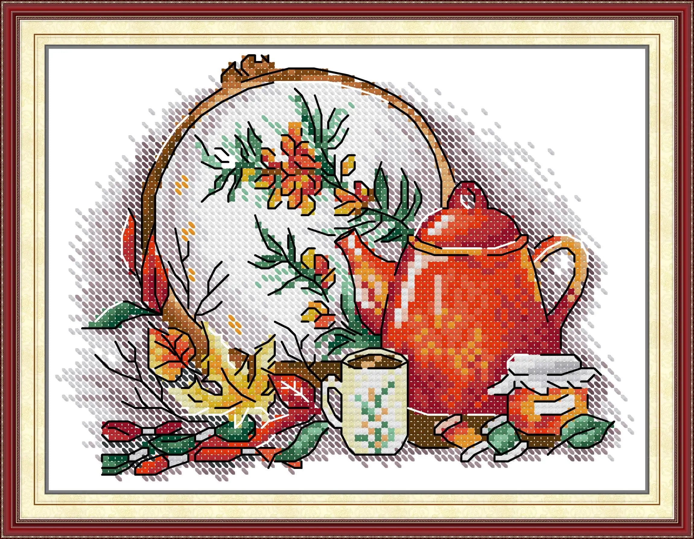 Joy Sunday Cross Stitch, Afternoon Tea, Spring, Summer, Autumn, Winter, J611, J612, J702, J703, J704, J705, Flowers Cross Stitch