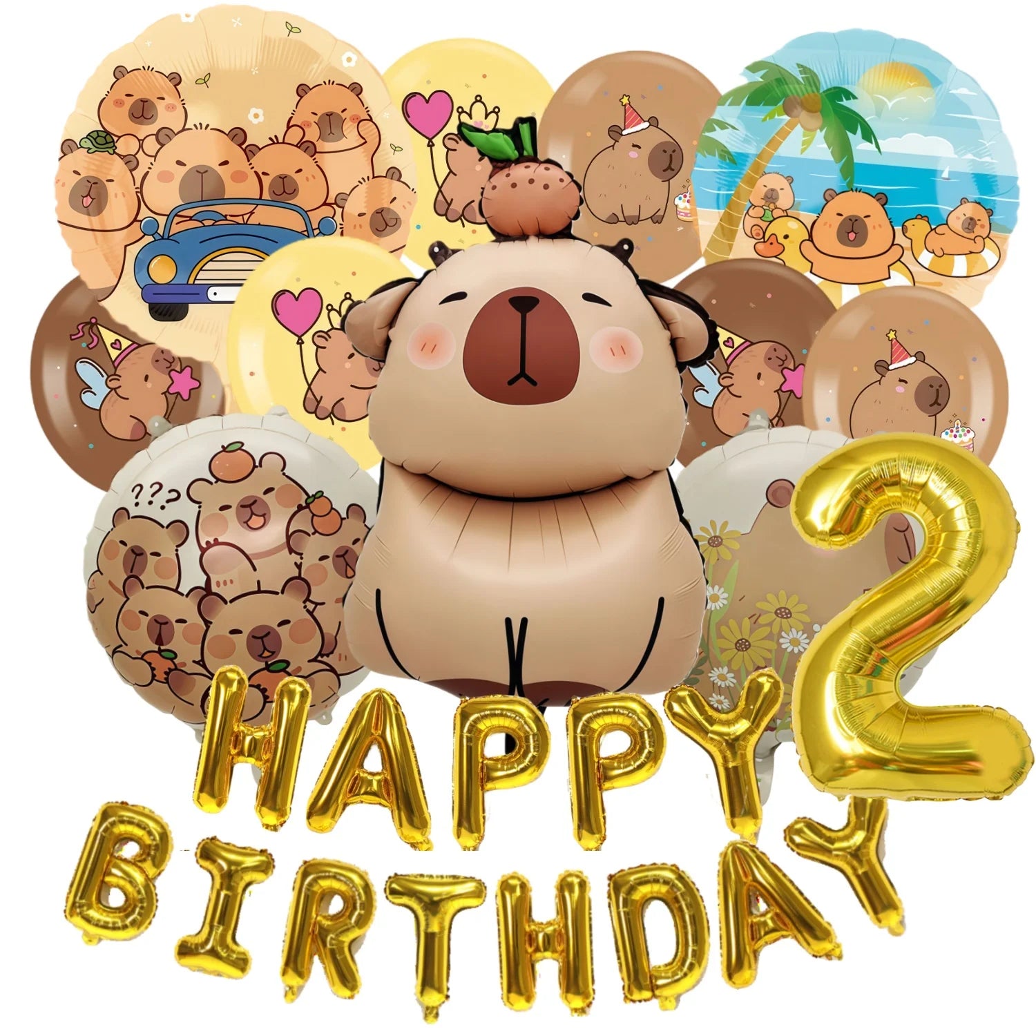 Child Capybara Balloons Capybara Party Decoration Balloons Aluminium Balloon Globos Baby Shower Capybara Party Favors Supplies