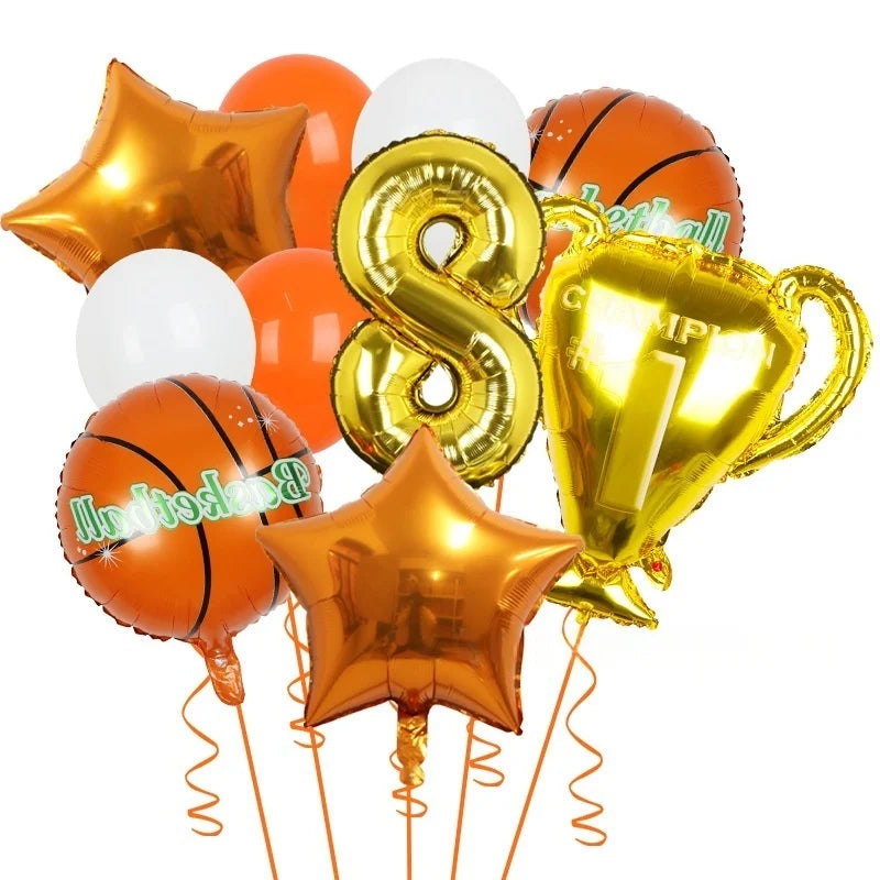 10pcs basketball Balloons Birthday Party Decorations Kids Boy Set Trophy Balloon Sports Air Balls Party Decorations Baby Shower