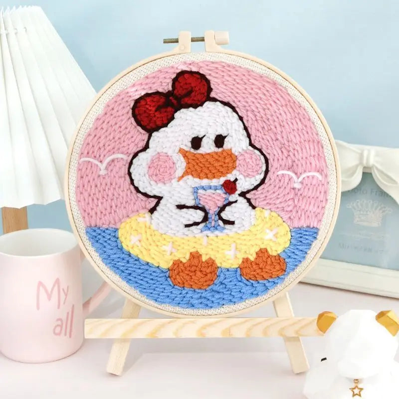 DIY Embroidery Kit Cartoon Punch Needle Stitching Craft Set Pattern Printed Needlework Cross Stitch Sewing Painting Home Decor