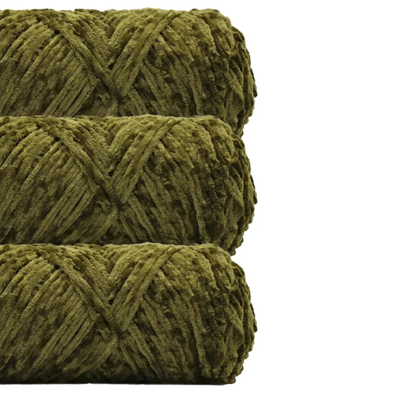 3 Pack Edelweiss DIY Material Pleuche Chenille Yarn Gold Luster Velvet Knitting Woven for Pendant / Sweater 300g 540m
