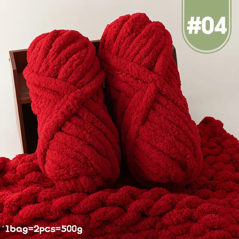 Premium Gradient Cat Tail Yarn 2-Pack - Extra Thick Chenille Plush Yarn 500g