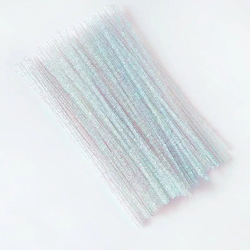 100pcs Glitter Chenille Stems Pipe Cleaners Plush Tinsel Stems Wired Sticks For Kids Educational Handmade Craft Toys Supplies