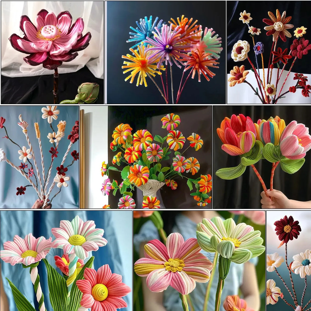 100pcs Plush Stick Twisting Bar Chenille Stems Wire Pipe Kids Toys DIY Strips Creative Hobby Material Stem Iron Felt Wires