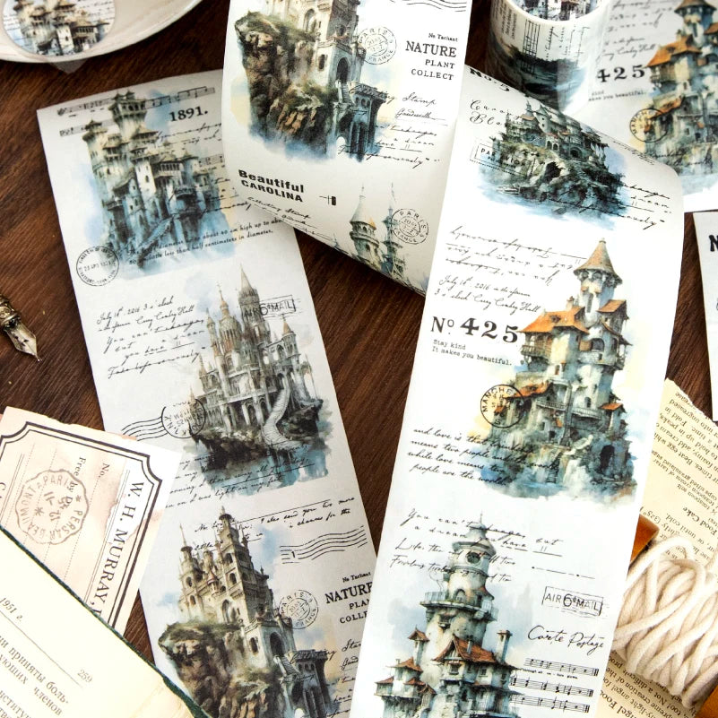 Yoofun 7.5x200cm A Journey of Relics Washi Tape for Collage Junk Journal Scrapbooking diy Stationery Masking Tape Labels