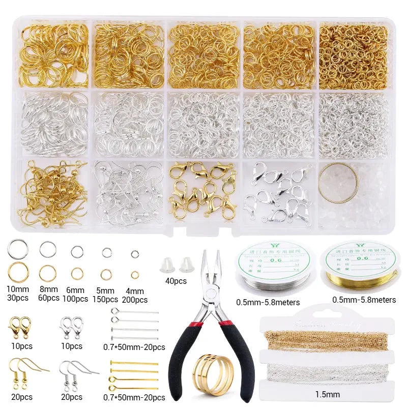 Jewelry Making Supplies Kit with Jewelry Tools, Jewelry Copper Wires Thread and Jewelry Findings for Jewelry Making