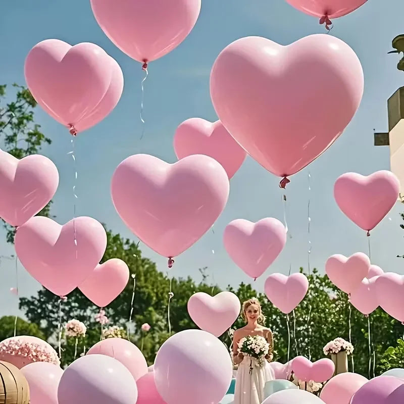 30 pink heart-shaped latex balloons, suitable for Valentine's Day, wedding, festival decoration, indoor and outdoor decoration