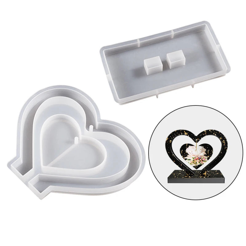 DIY Love Heart/Christmas tree shape  Hanging Photo Frame Silicone Moulds Handmade Casting Molds Desk Office Decoration