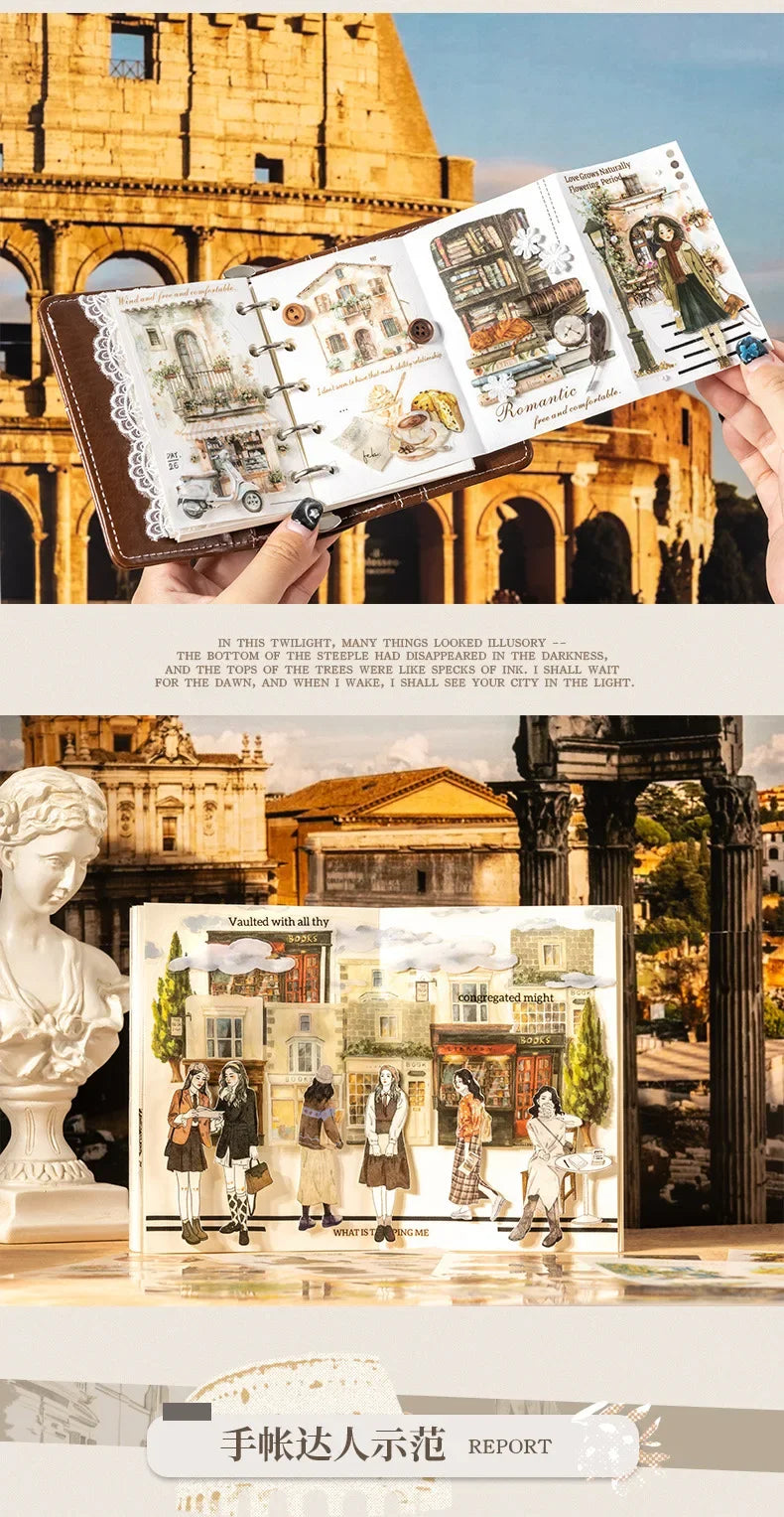 10pcs per Walking in Rome Collection Roman Handbook pack Sticky Notebook Stationery Materials Scrapbook cut 181*119mm