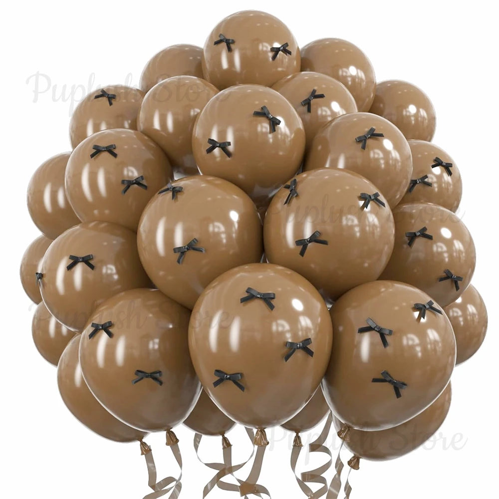 30Pcs Latex Balloons with Black Bow Coquette Bow Themed DIY Balloons Set for Boho Wedding Baby Shower Girls Birthday Party Decor