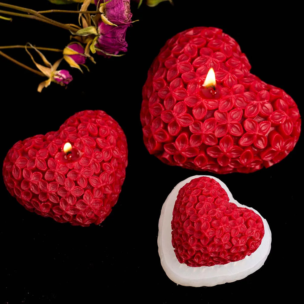 3D Love Flower Silicone Candle Mold DIY Valentine's Day Heart Scented Soap Molds Plaster Resin Chocolate Baking Making Kit