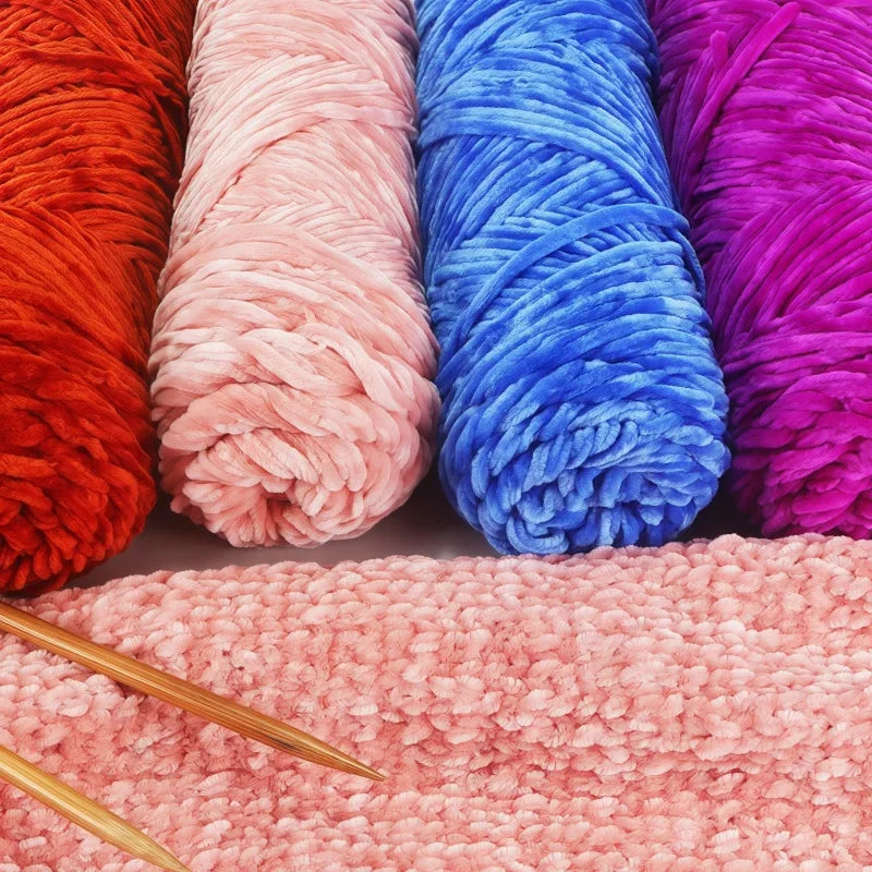 3 Pack Edelweiss DIY Material Pleuche Chenille Yarn Gold Luster Velvet Knitting Woven for Pendant / Sweater 300g 540m