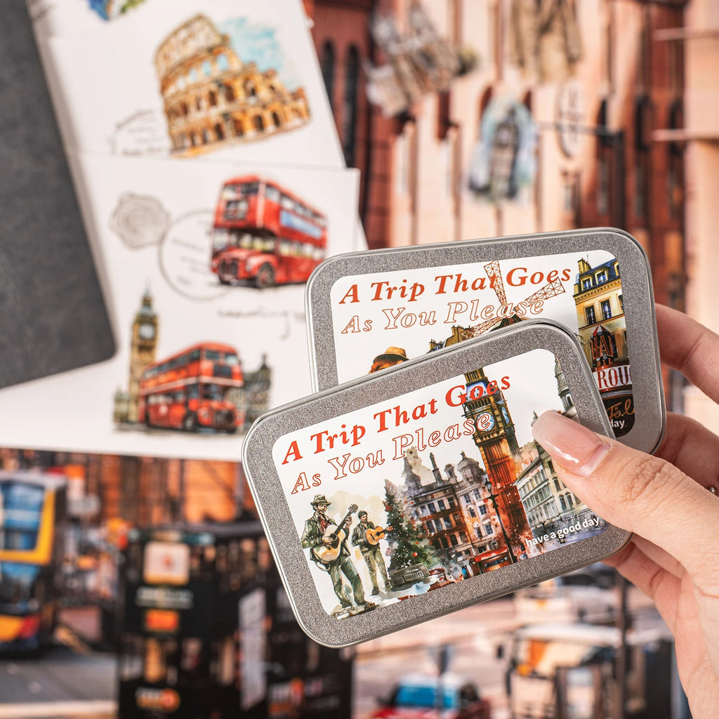 50pcs，Travel Scenery Themed Stickers Pack, Scrapbook Stickers，Perfect for Notebook Phone Case Diary Deco，Stationery  Supplies