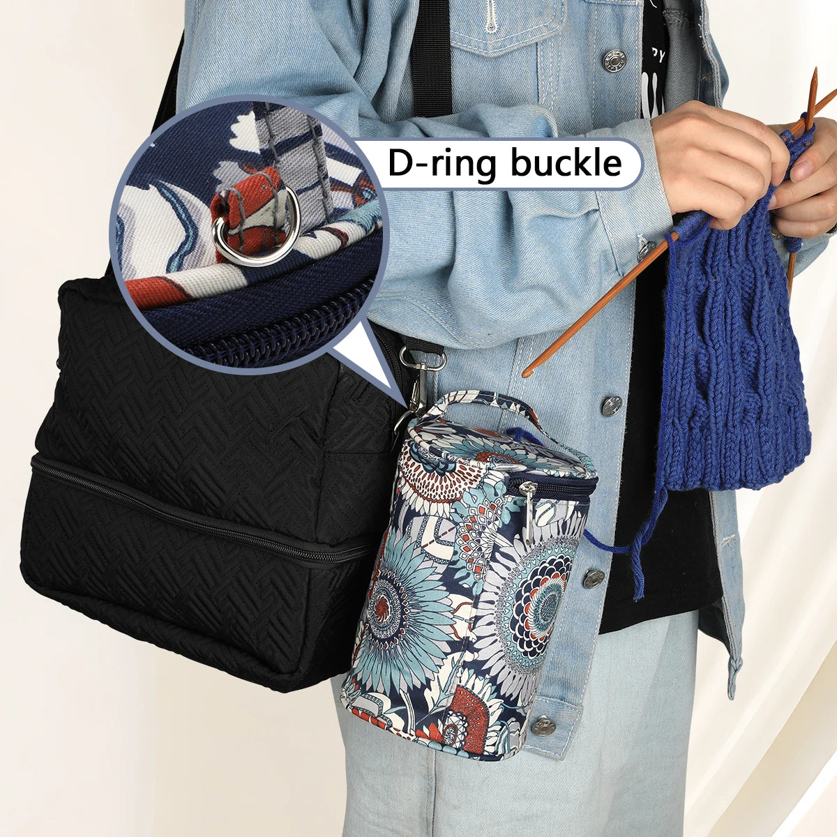 Hot New Small Yarn Storage Bag Empty Flower Knitting Tote Bag Waterproof Crochet Hooks Bag For Sewing Accessories Tools Gift