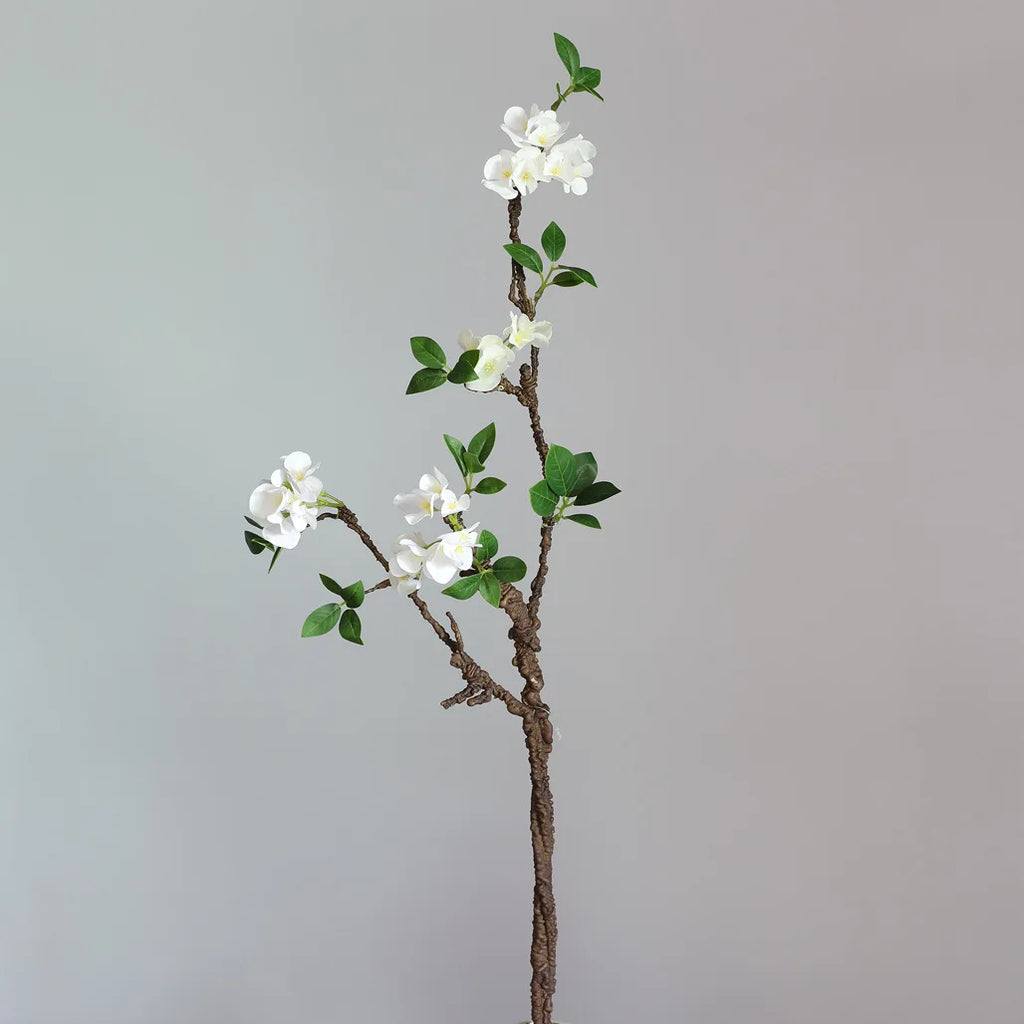 New Withered Tree Twig White Plum Blossom flower branch with fake leaves home decoration artificial flowers Photo props flores