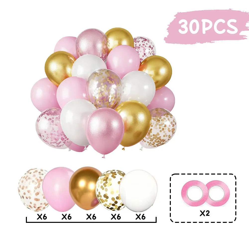 30PCS Birthday Latex Balloon Set for Graduation Birthday Wedding Party Arch wreath Baby Shower Child's Day Decoration Supplies