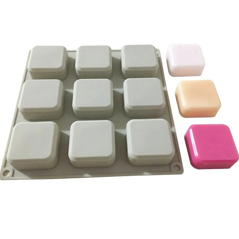 9 Cavity Soap Molds Silicone Mold For Making Handmade Soap Lotion Bar Square Rectangle Reusable Silicone Soap Making Molds