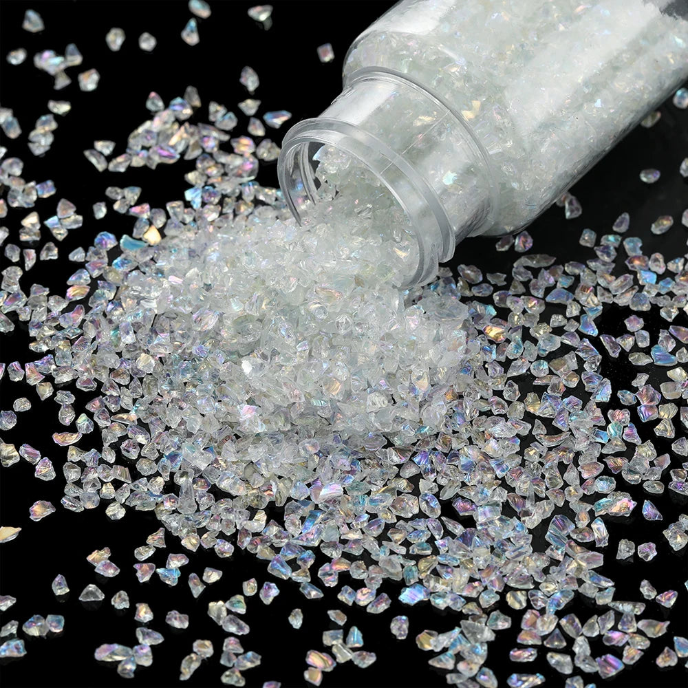 30g/Bottle Glass Broken Stones Resin Fillings for DIY Medium/Small Crystal UV Epoxy Filler Nail Art Decoration Jewelry Making