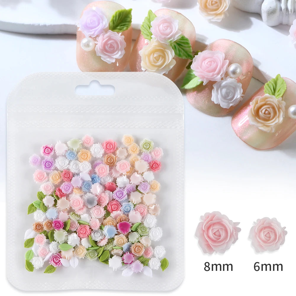 100 pcs/bag Mix Epoxy Rose Flower Resin Filling Accessories 3D Multicolor Rose Flowers Spring DIY Jewelry Crafts Making Supplies