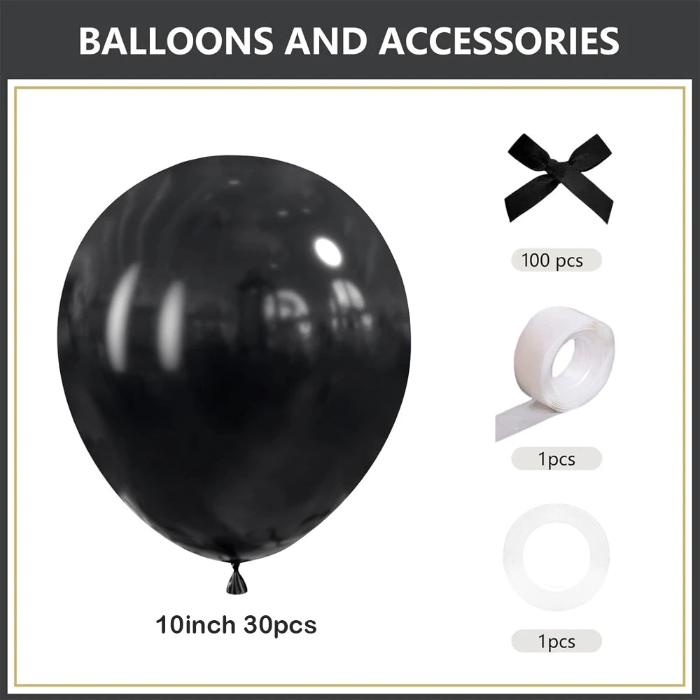 30Pcs Latex Balloons with Black Bow Coquette Bow Themed DIY Balloons Set for Boho Wedding Baby Shower Girls Birthday Party Decor