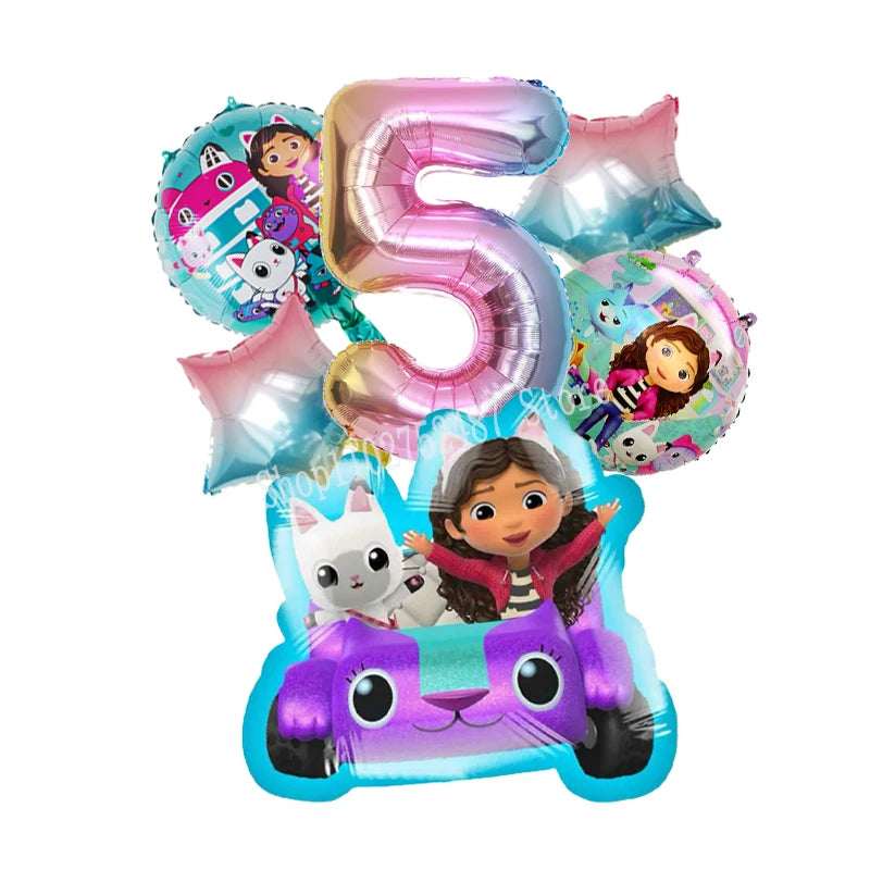 Gabby Dollhouses Birthday Balloons Girls New Anime Digit 1-10 Party Decoration Baby Shower Gender Reveal Ballons Kids Toys Gift