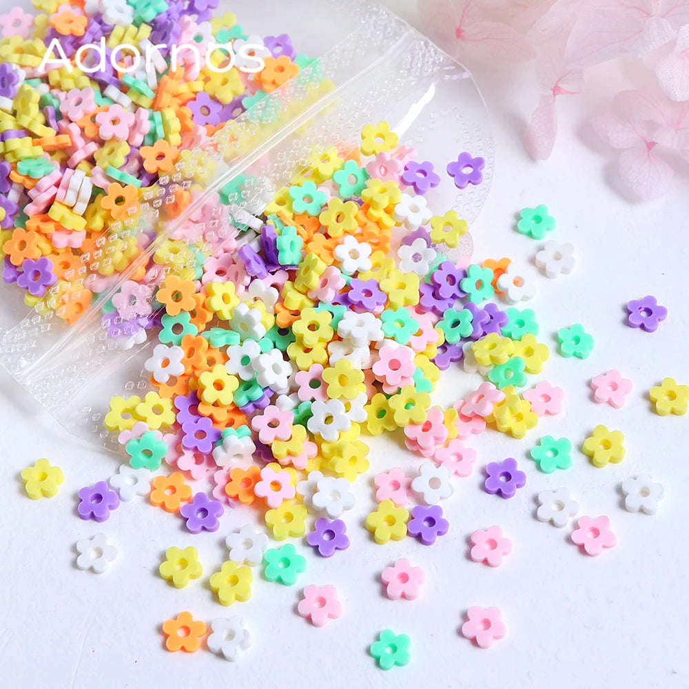 10g Pink Flowers Polymer Clay Slices Epoxy Resin Filling Mixed Cherry Blossom Leaf Slime Flake Spring DIY Pendant Crafts Making