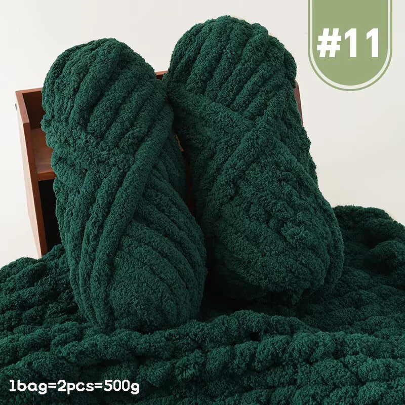 Premium Gradient Cat Tail Yarn 2-Pack - Extra Thick Chenille Plush Yarn 500g