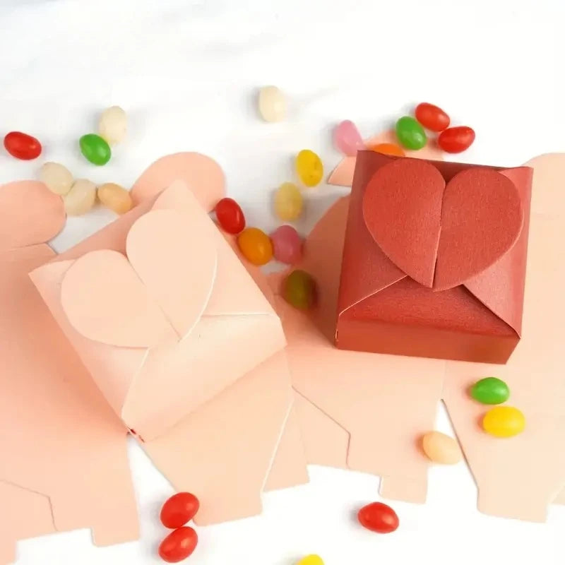 10/30/50Pcs Colorful Heart-shaped Candy Gift Box Wedding Favor Chocolate Packaging Box Birthday Valentine's Day Party Supplies
