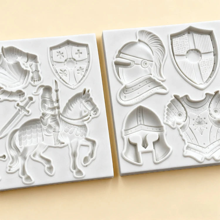 Knight Soldier Silicone Molds Diy Helmet, Armor, Horse, Sword Molds Silicone Fondant Candy Chocolate Mould Cake Decoration