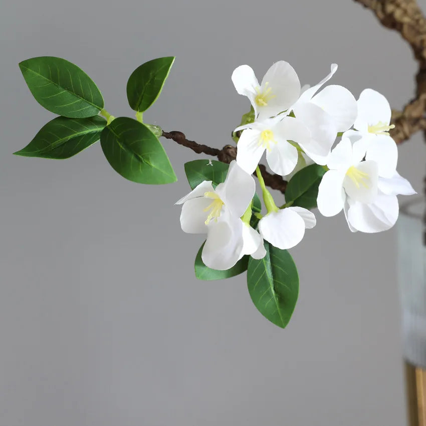 New Withered Tree Twig White Plum Blossom flower branch with fake leaves home decoration artificial flowers Photo props flores