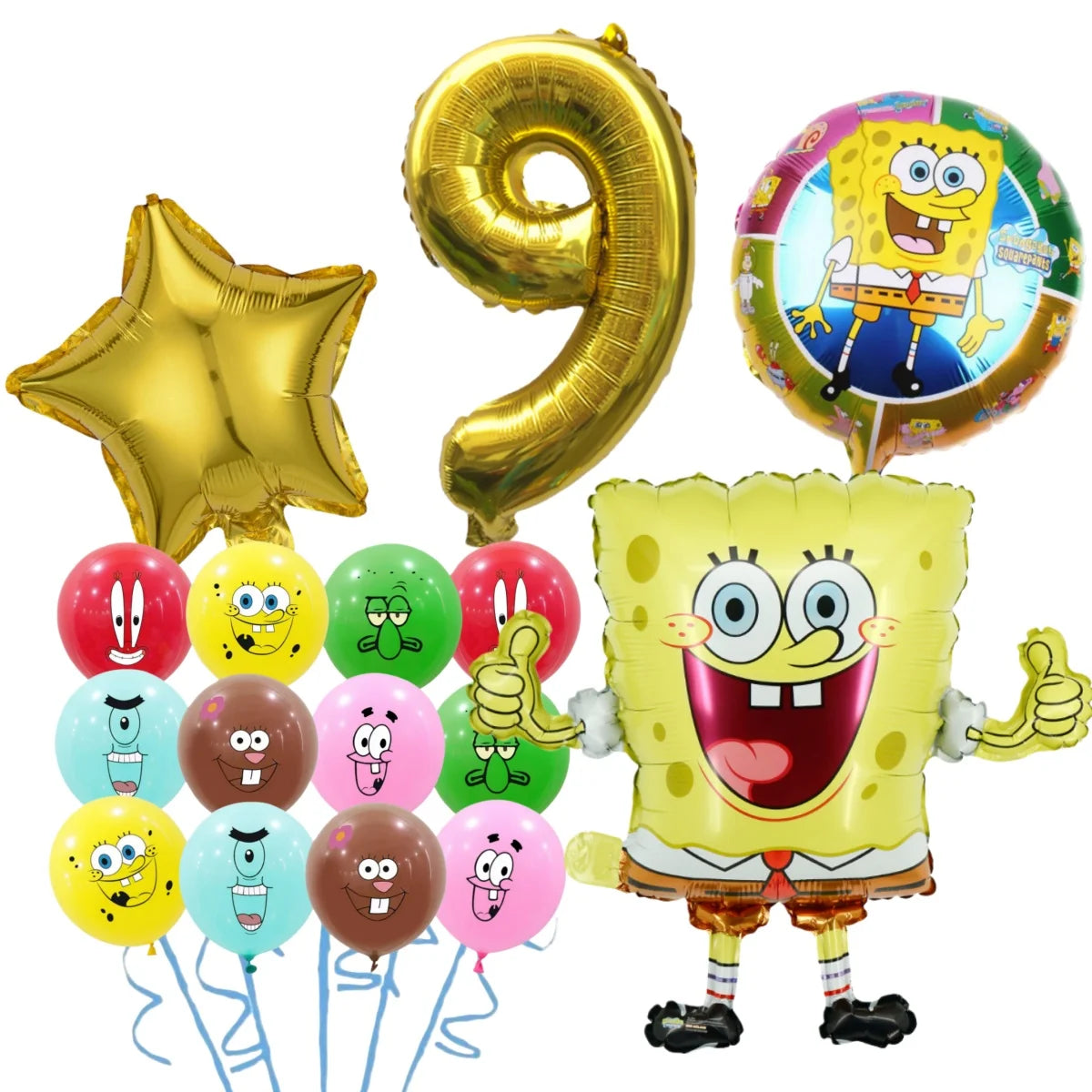 Cartoon SpongeBob Theme Birthday Party Decoration Balloons Digital Balloons Baby Shower Birthday Gifts Party latex Party Balloon