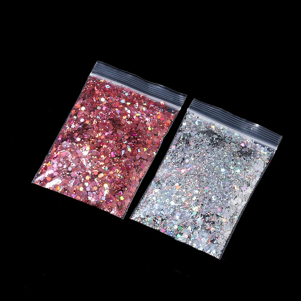10g Holographic Hexagon Chunky Glitter Epoxy Resin Filler Flakes Laser Sparkly Sequins for DIY Epoxy Resin Nail Art Fillings